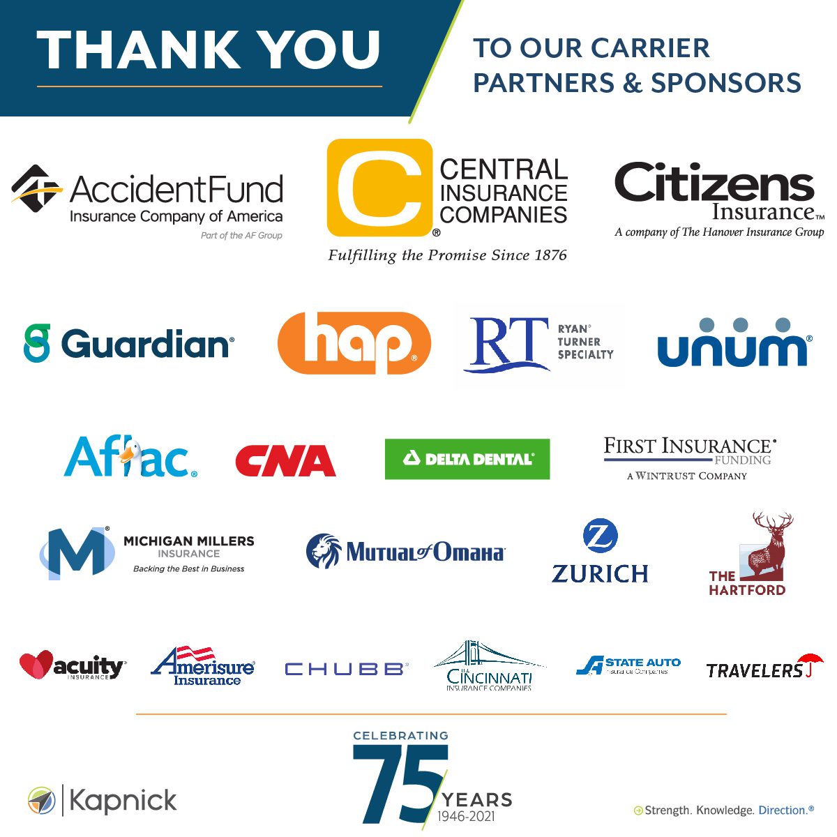 Kapnick 75th anniversary sponsors thank you image