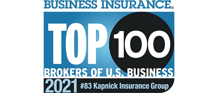 Kapnick ranked number 83 in Business Insurance Top 100 US Brokers